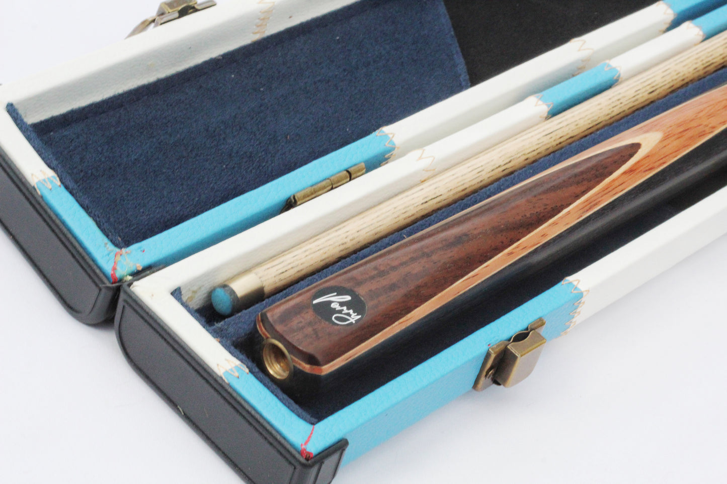 Light Blue & White Patch | 3/4 Cue Case - Perry Cues